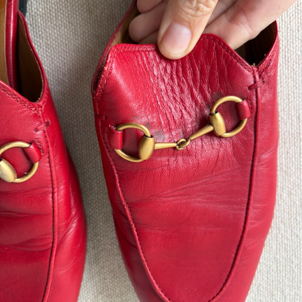 GUCCI Red Princetown Horsebit Loafers Mules Women's Size: 8 | IT 38.5 - Picture 4 of 7